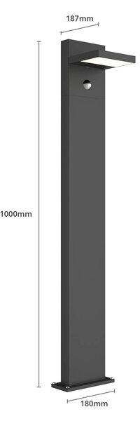 Lucande LED ösvény világítás Silvan, antracit, 100 cm, érzékelővel, Fekete, Alumínium, Modern