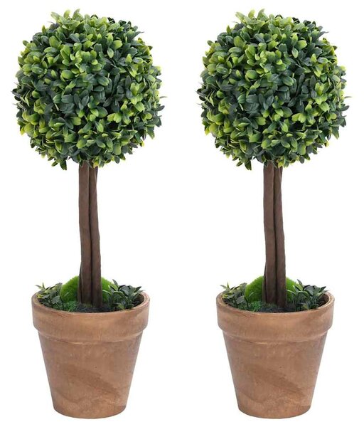 2 db zöld gömbalakú cserepes műpuszpáng 56 cm