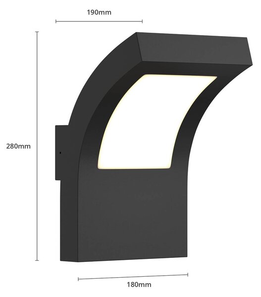 Arcchio LED kültéri fali világítás Advik, IP65, antracit, fém, Fekete, Alumínium, Modern