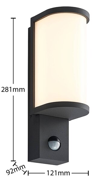 Lucande LucandeJokum LED kültéri fali lámpa, IP54,érzékelő, Alu / szürke / cink, Alumínium, Modern