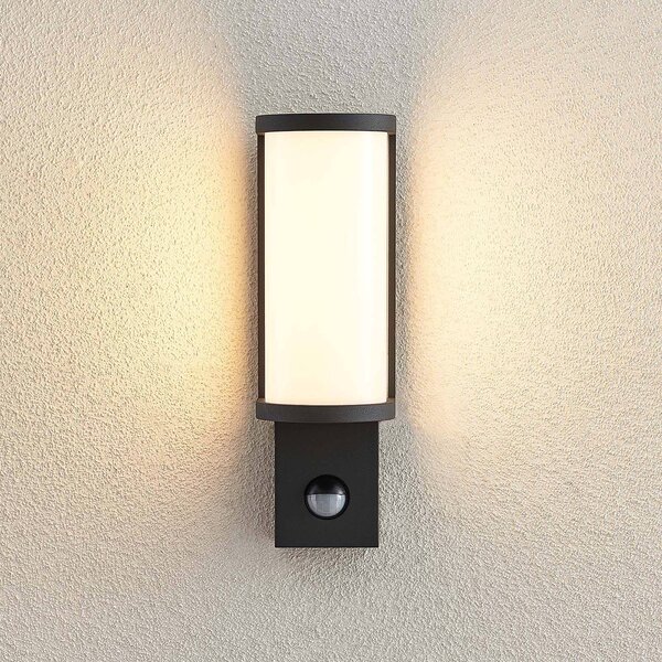 Lucande LucandeJokum LED kültéri fali lámpa, IP54,érzékelő, Alu / szürke / cink, Alumínium, Modern