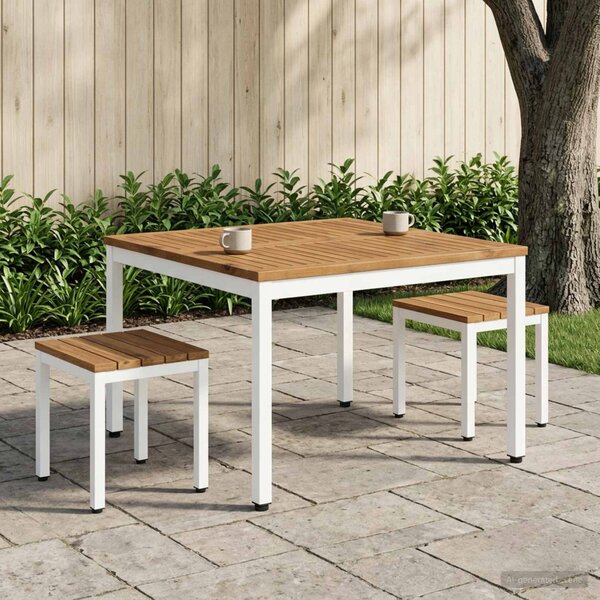 Dohányzóasztal Természetes és Fehér 80 x 80,5 x 45 cm