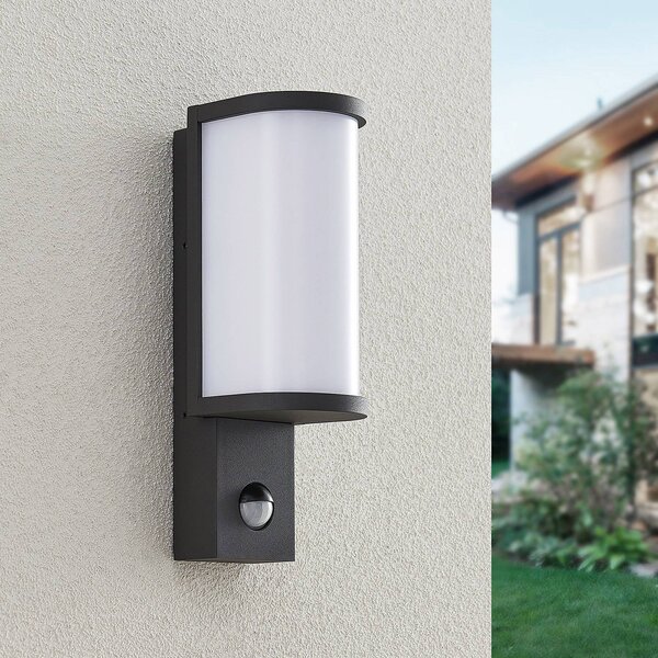 Lucande LucandeJokum LED kültéri fali lámpa, IP54,érzékelő, Alu / szürke / cink, Alumínium, Modern