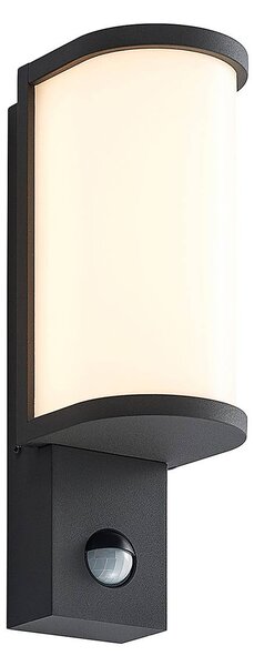 Lucande LucandeJokum LED kültéri fali lámpa, IP54,érzékelő, Alu / szürke / cink, Alumínium, Modern
