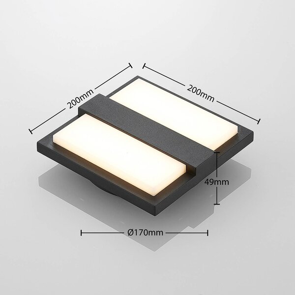 Lucande LED kültéri fali lámpa Gylfi, 20 cm, antracit, alumínium, Fekete, Alumínium, Modern