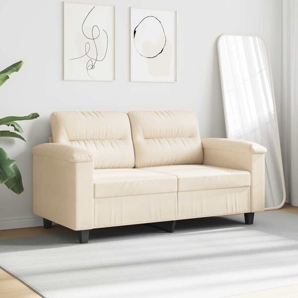 Kétszemélyes bézs mikroszálas szövetkanapé 120 cm