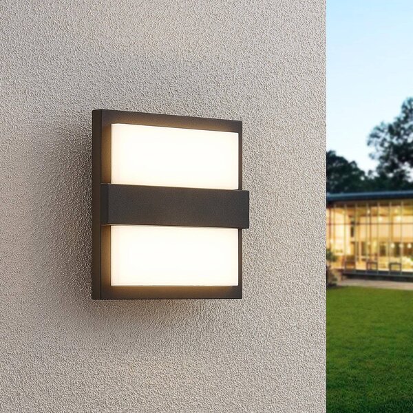 Lucande LED kültéri fali lámpa Gylfi, 20 cm, antracit, alumínium, Fekete, Alumínium, Modern