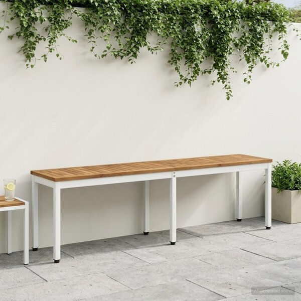 Kerti pad 161 x 35 x 45 cm Tömör Akácfa Természetes és Fehér