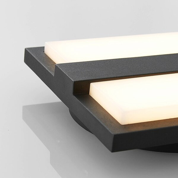 Lucande LED kültéri fali lámpa Gylfi, 20 cm, antracit, alumínium, Fekete, Alumínium, Modern
