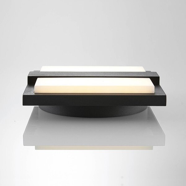 Lucande LED kültéri fali lámpa Gylfi, 20 cm, antracit, alumínium, Fekete, Alumínium, Modern