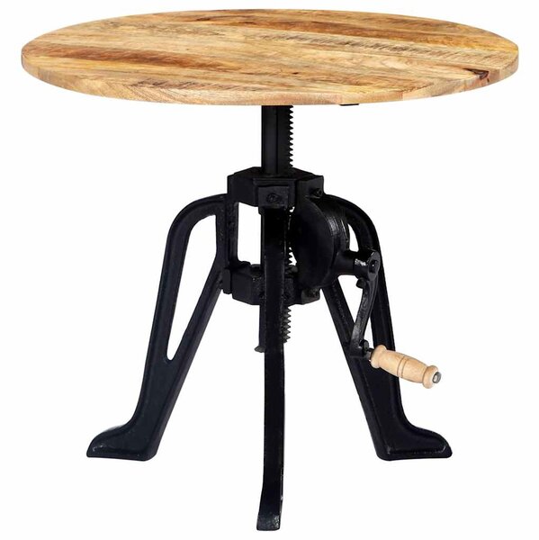 Tömör mangófa és öntöttvas kisasztal 60 x (46-63) cm