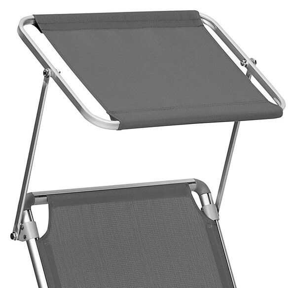 MALIBU kerti napozóágy állítható napellenzővel, 193x55x31cm, szürke SongmicsHome