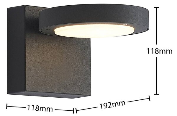 Lucande LED kültéri fali lámpa Belna, fém, IP65, antracit, Fekete, Alumínium, Modern