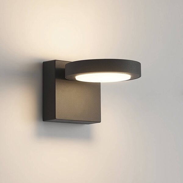 Lucande LED kültéri fali lámpa Belna, fém, IP65, antracit, Fekete, Alumínium, Modern