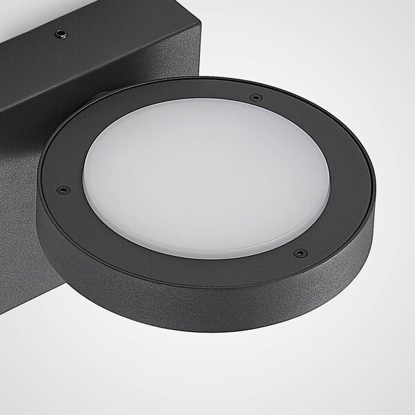 Lucande LED kültéri fali lámpa Belna, fém, IP65, antracit, Fekete, Alumínium, Modern