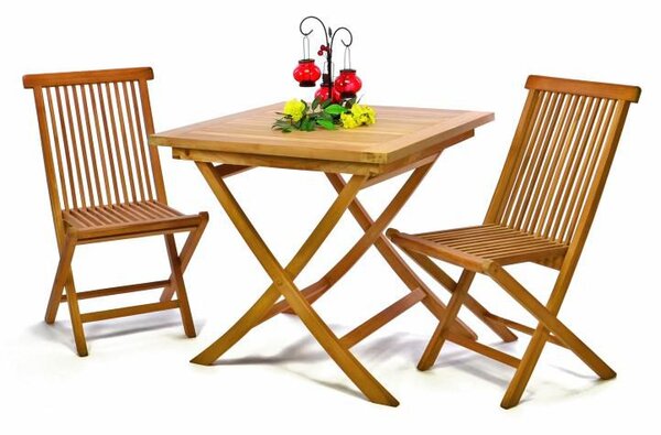 DIVERO Kerti asztal 80 x 80 cm teak fa