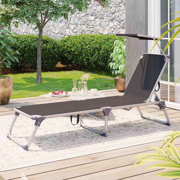 MALIBU kerti napozóágy állítható napellenzővel, 193x55x31cm, szürke SongmicsHome