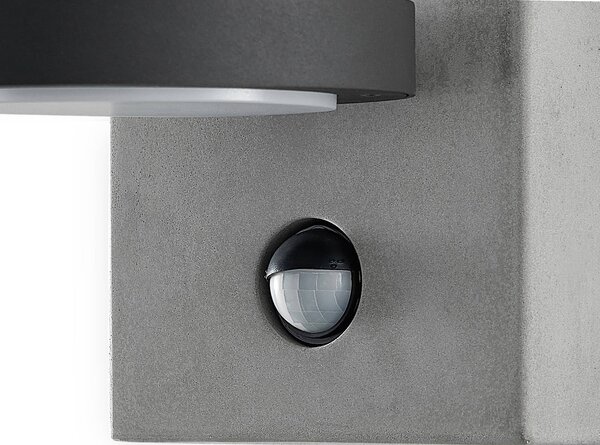 Lucande LED kültéri fali lámpa Belna, beton, érzékelő, IP54, Fekete, Alumínium, Modern