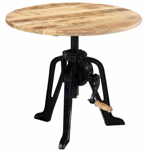 Tömör mangófa és öntöttvas kisasztal 60 x (46-63) cm