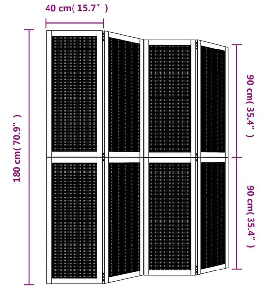 Bambusz Térelválasztó - 4 Panel - 140x180 cm