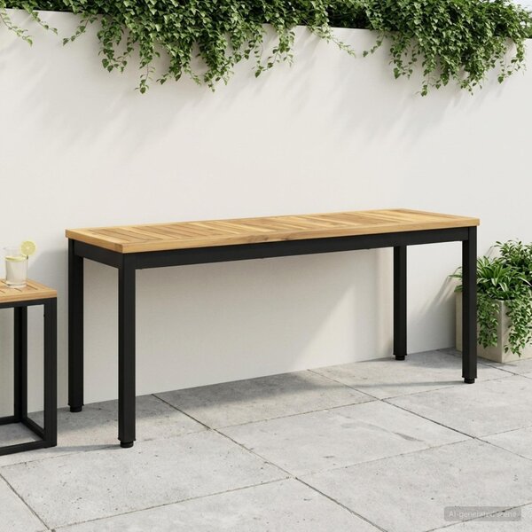 Kerti pad 108,5 x 35 x 45 cm Tömör Akácfa Fehér és Fekete
