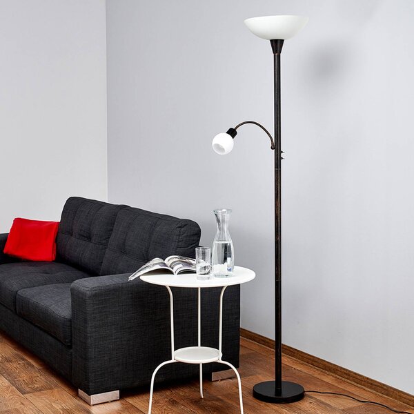 Lindby állólámpa Elaina, olvasólámpa, rozsdaszínű, 180 cm, E27, Barna / rozsda, Nappali / Étkező, fém, Modern