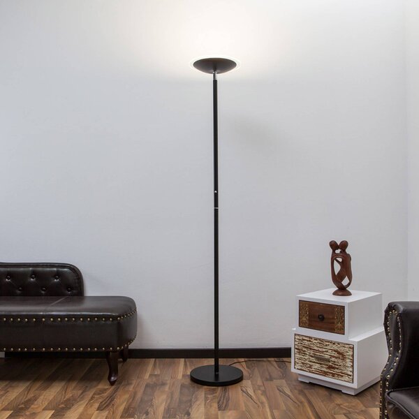 Lindby Malea LED álló lámpa, fekete, fém, dimmelhető, 180 cm, dimmelhető, Fekete, Nappali / Étkező, fém, Modern