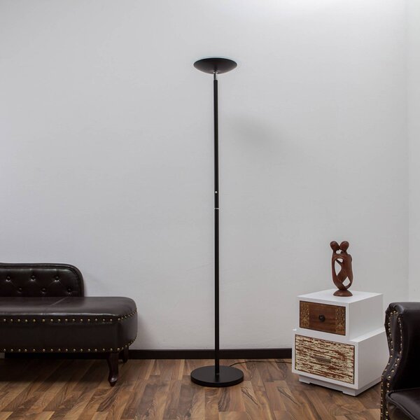 Lindby Malea LED álló lámpa, fekete, fém, dimmelhető, 180 cm, dimmelhető, Fekete, Nappali / Étkező, fém, Modern
