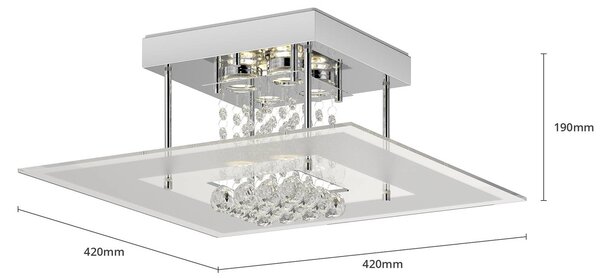 Lindby Lisandra LED mennyezeti lámpa, IP44, Króm / ezüst, Fürdőszoba, fém, Modern