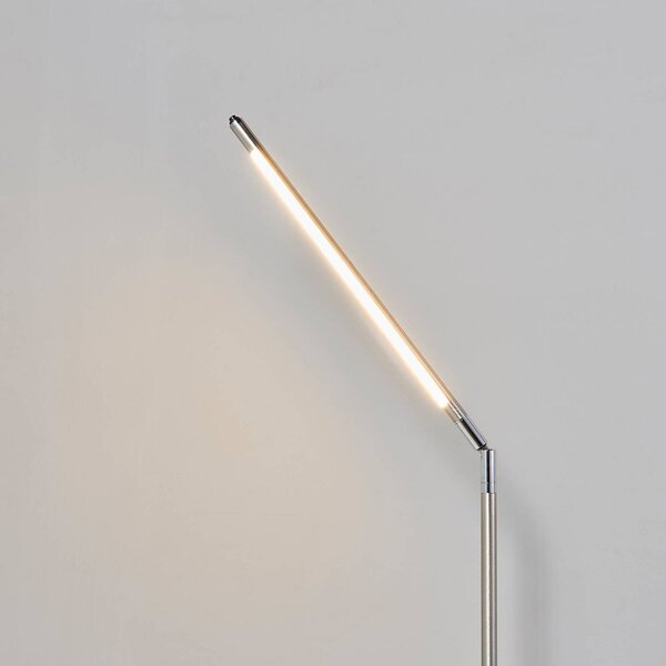 Lindby LED állólámpa Jabbo, 163 cm, nikkel, fém, Alu / szürke / cink, Dolgozószoba / Iroda, fém, Modern