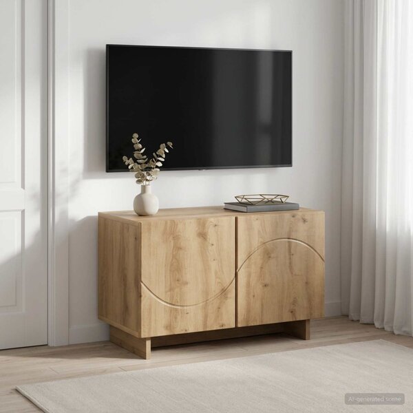 TV állvány 60 x 34,5 x 40 cm Kézműves Tölgy Szerelt Fa