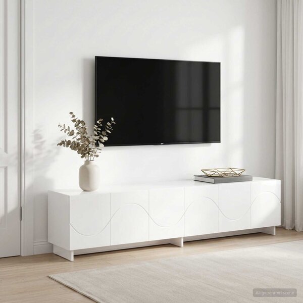 TV állvány 180 x 34,5 x 40 cm Magasfényű Fehér Szerelt Fa