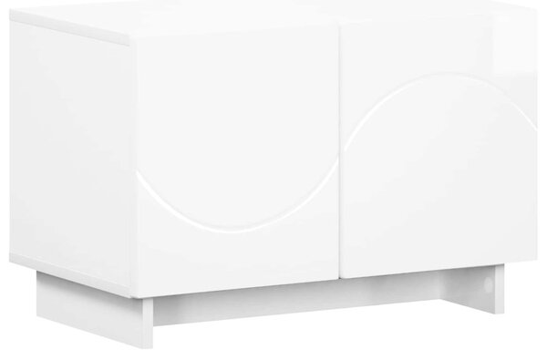 TV állvány 60 x 34,5 x 40 cm Magasfényű Fehér Szerelt Fa