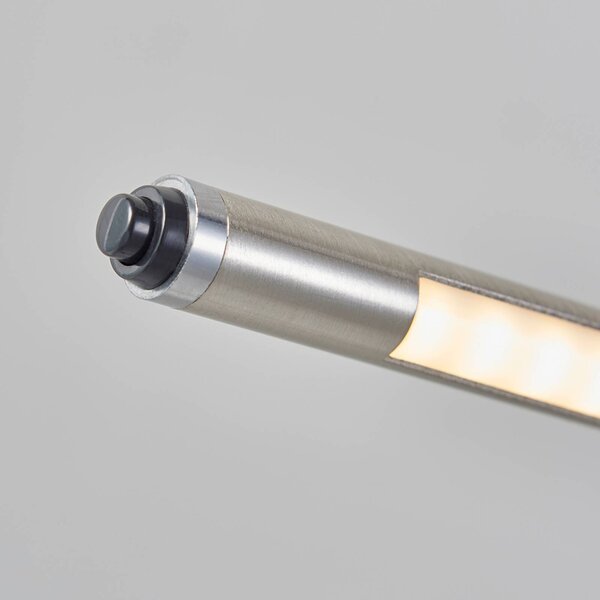 Lindby LED állólámpa Jabbo, 163 cm, nikkel, fém, Alu / szürke / cink, Dolgozószoba / Iroda, fém, Modern