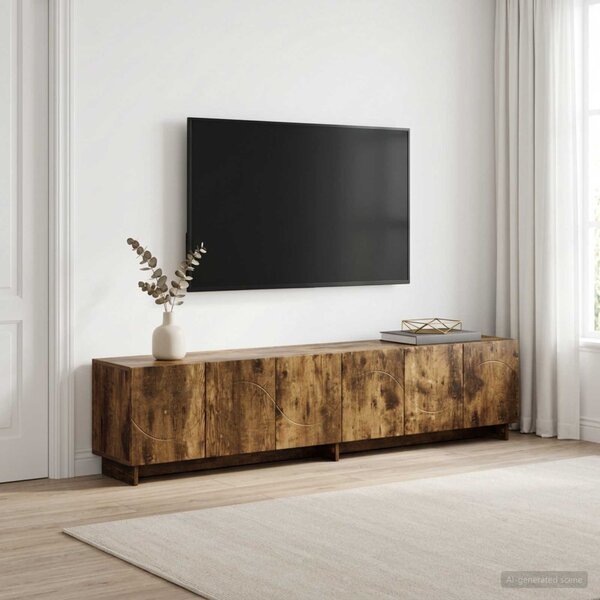 TV állvány 180 x 34,5 x 40 cm Füstös Tölgy Szerelt Fa