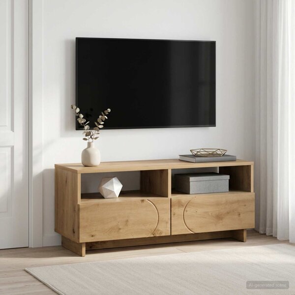 TV állvány 90 x 34.5 x 40 cm Kézműves Tölgy Szerelt Fa