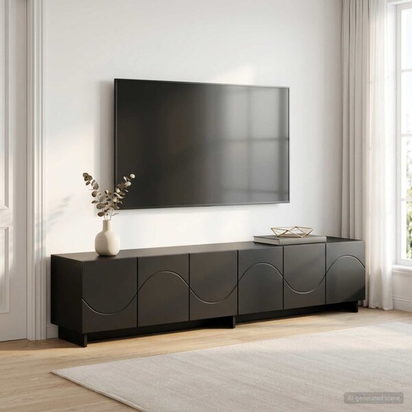 TV állvány 180 x 34,5 x 40 cm Fekete Szerelt Fa
