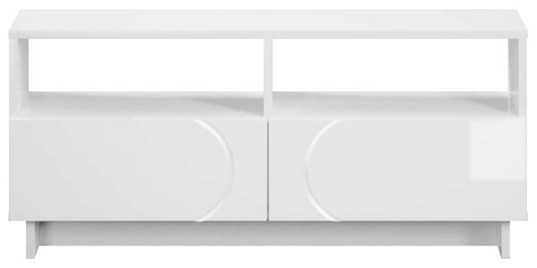 TV állvány 90 x 34.5 x 40 cm Magasfényű Fehér Szerelt Fa
