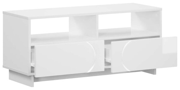 TV állvány 90 x 34.5 x 40 cm Magasfényű Fehér Szerelt Fa