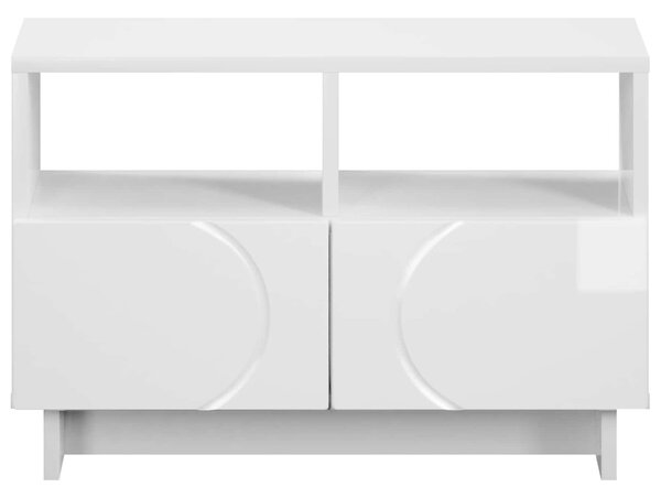 TV állvány 60 x 34,5 x 40 cm Magasfényű Fehér Szerelt Fa