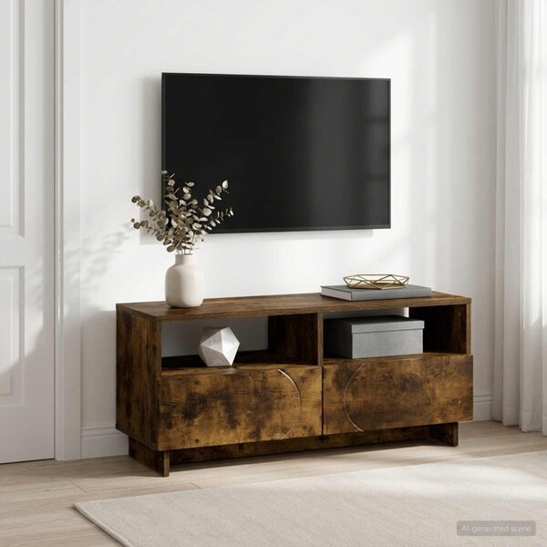 TV állvány 90 x 34.5 x 40 cm Füstös Tölgy Szerelt Fa