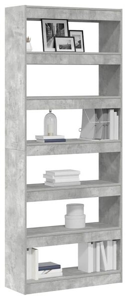 Könyvespolc 6 szintes 80 x 30 x 198 cm Szerelt Fa Beton Szürke