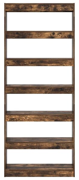 Könyvespolc 6 szintes 80 x 30 x 198 cm Szerelt Fa Füstölt tölgy