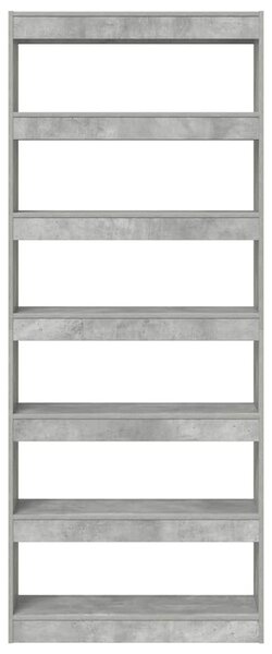 Könyvespolc 6 szintes 80 x 30 x 198 cm Szerelt Fa Beton Szürke