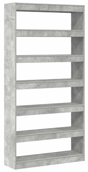 Könyvespolc 6 szintes 100 x 30 x 198 cm Szerelt Fa Beton Szürke