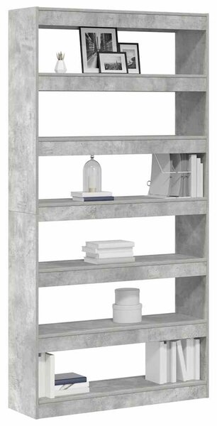 Könyvespolc 6 szintes 100 x 30 x 198 cm Szerelt Fa Beton Szürke