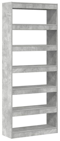 Könyvespolc 6 szintes 80 x 30 x 198 cm Szerelt Fa Beton Szürke