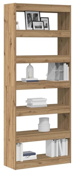 Könyvespolc 6 szintes 80 x 30 x 198 cm Szerelt Fa Artisan tölgy