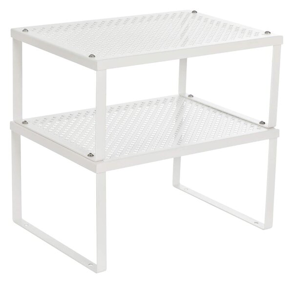 Polcrendszerező, egymásra rakható fém fűszertartó 2 db, fehér