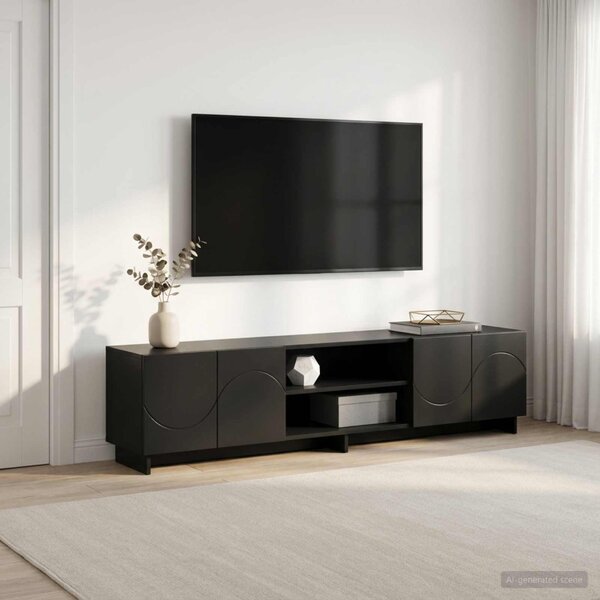 TV állvány 180 x 34,5 x 40 cm Fekete Szerelt Fa